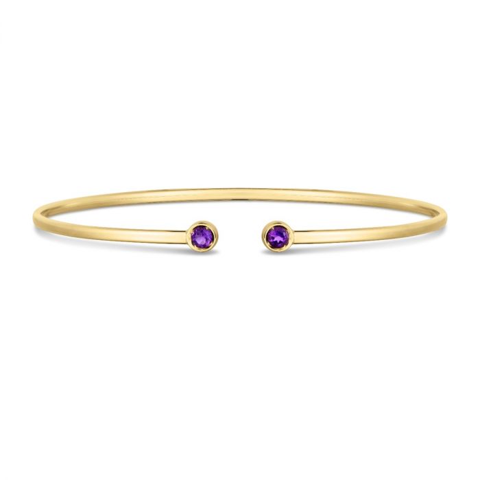 14K Amethyst Open Cuff Bangle