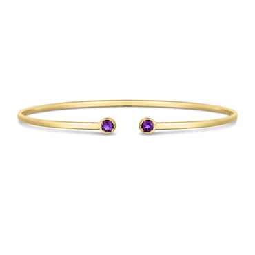 14K Amethyst Open Cuff Bangle