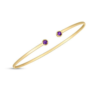 14K Amethyst Open Cuff Bangle