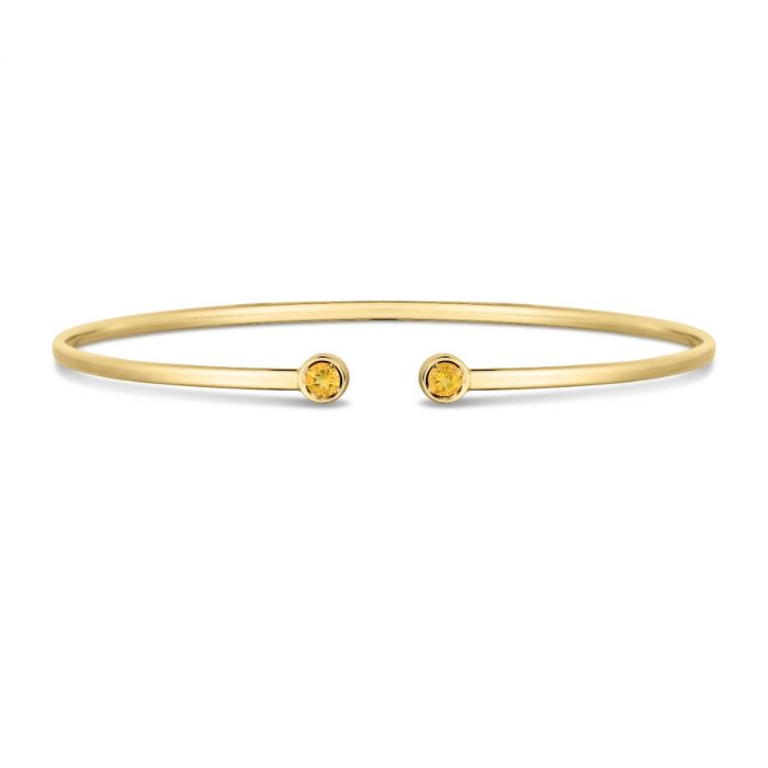 14K Citrine Open Cuff Bangle