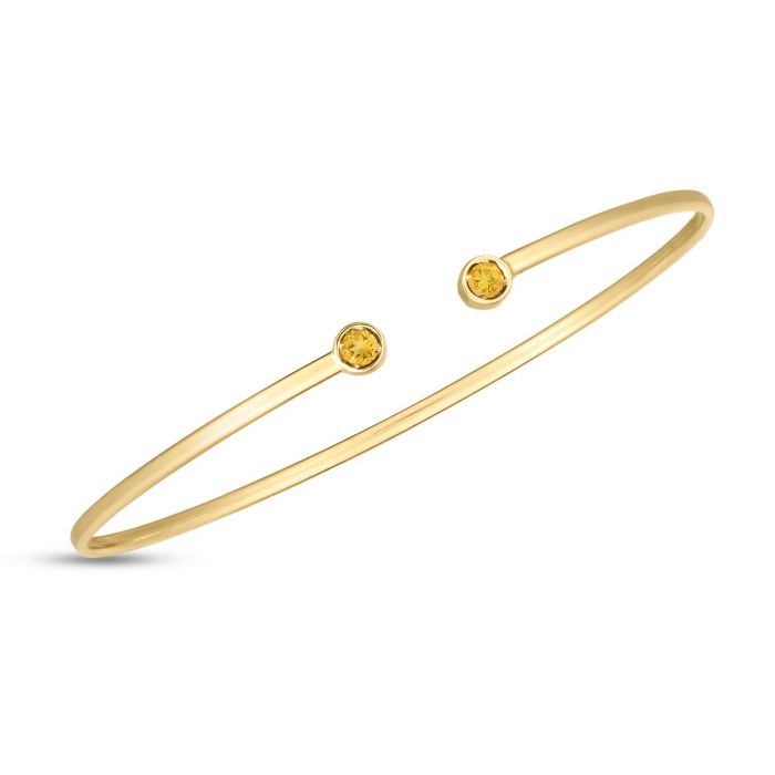 14K Citrine Open Cuff Bangle