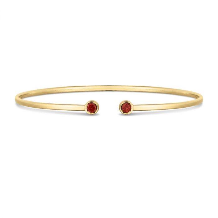 14K Garnet Open Cuff Bangle