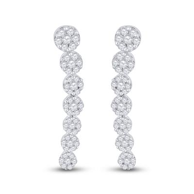 10KW .5CTW Round Diamond Cluster Climber Earrings