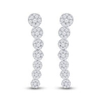 10KW .5CTW Round Diamond Cluster Climber Earrings