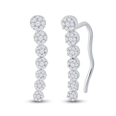 10KW .5CTW Round Diamond Cluster Climber Earrings