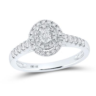 14KW .5CTW Oval Diamond Halo Bridal Engagement Ring