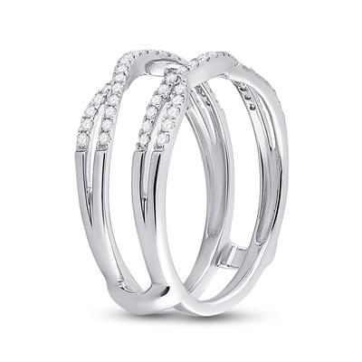 14KW .33CTW Round Diamond Wrap Ring Guard Enhancer Wedding Band