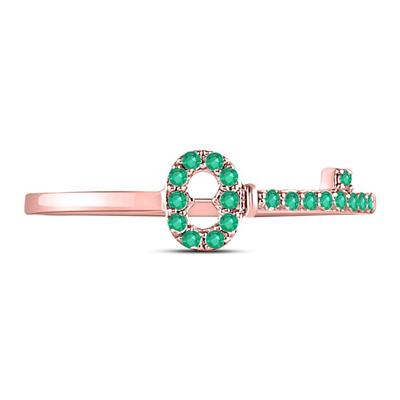 10KT Rose Gold Round Emerald Stackable Band Ring 1/5 CTTW