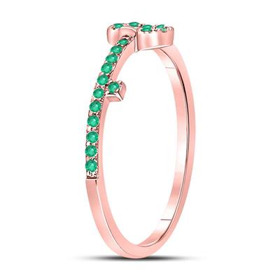 10KT Rose Gold Round Emerald Stackable Band Ring 1/5 CTTW