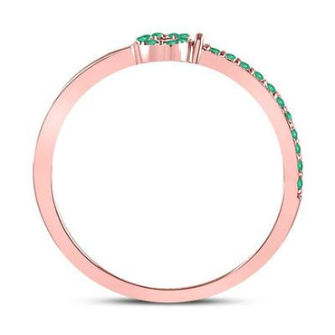 10KT Rose Gold Round Emerald Stackable Band Ring 1/5 CTTW