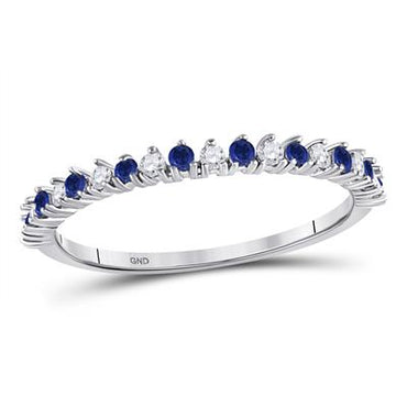 10KW .2 Round Blue Sapphire Diamond Stackable Band Ring