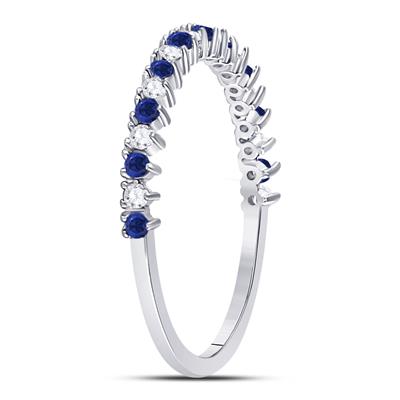 10KW .2 Round Blue Sapphire Diamond Stackable Band Ring