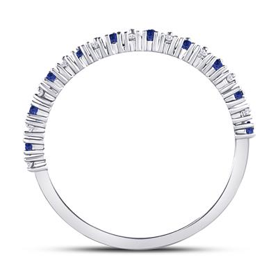 10KW .2 Round Blue Sapphire Diamond Stackable Band Ring